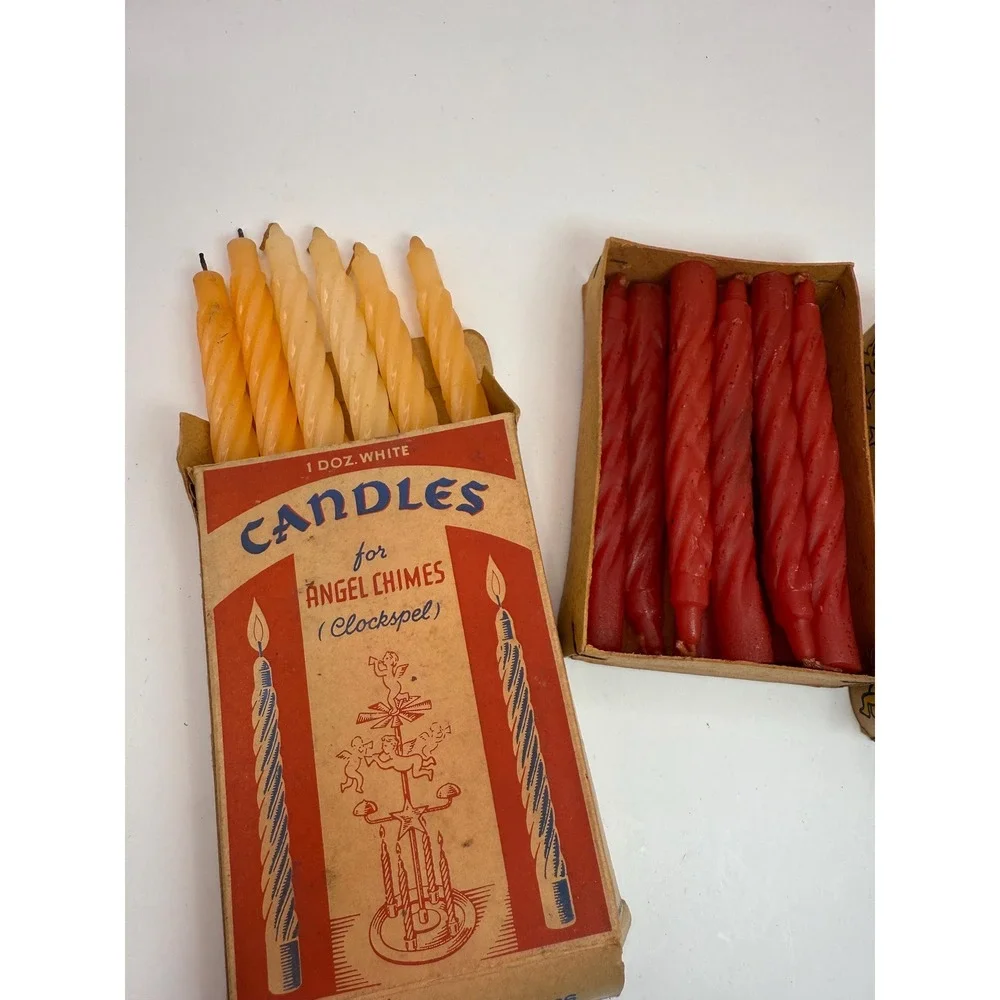 Vintage Angel‎ Chime Candles Lot Red & White Twisted Replacement 16 Total